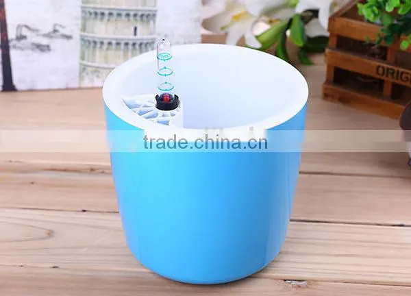 Round Self Watering Planter Flower Pot Home Office Garden Water Level Indicator photo-4
