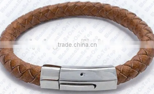 Round Braided Real Leather Bracelet for Man / High Quality Leather Bracelet for Lover photo-4
