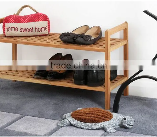Housewares 40 x 70 x 27 cm 2 Tier Walnut Wood Shoe Rack photo-2