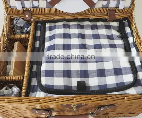 Colored Outdoor 2 Person Wicker Insulated Picnic Basket photo-4