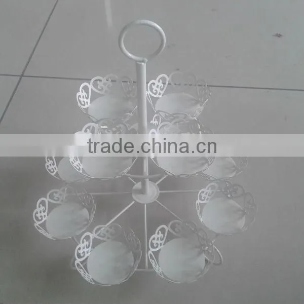 Powder Coated Metal Wire White 2-tier Round Shape Wire Cupcake Stand-cake Tools-hold 12 Cups of Cake photo-3