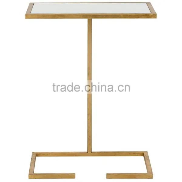 Simple Design Iron Gold Color Metal End Table With Glass Top High Grade Quality photo-3