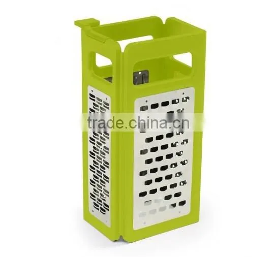 Multi-function 4 Sides Stainless Steel Foldable Kitchen Grater Slicer photo-2