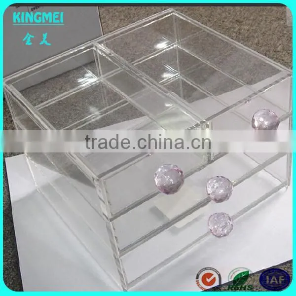 Plastic Acrylic PMMA Lucite Drawer Cosmetics Storage Box With Handles photo-4