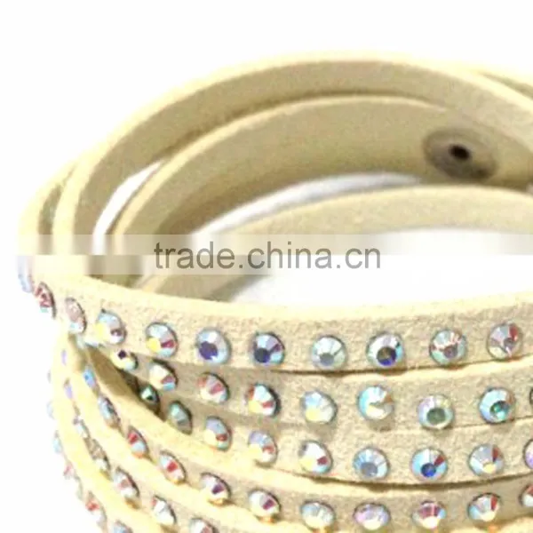 High Quality Bracelet, PU Leather Bracelet With Crystal Gem Decoration photo-2