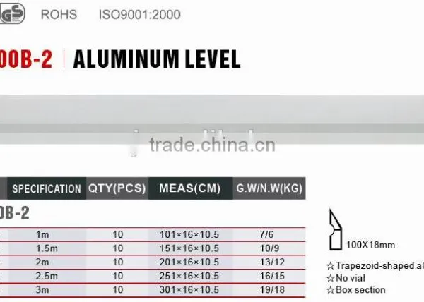 High Quality Screed Level Trapziod Aluminum Spirit Level photo-2