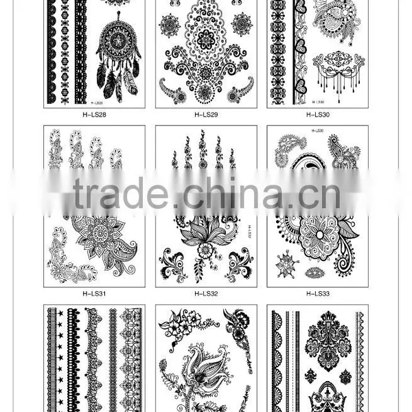China Girl Body Art Black Color Temporary Tattoo Sticker For Sale T005-009 photo-2