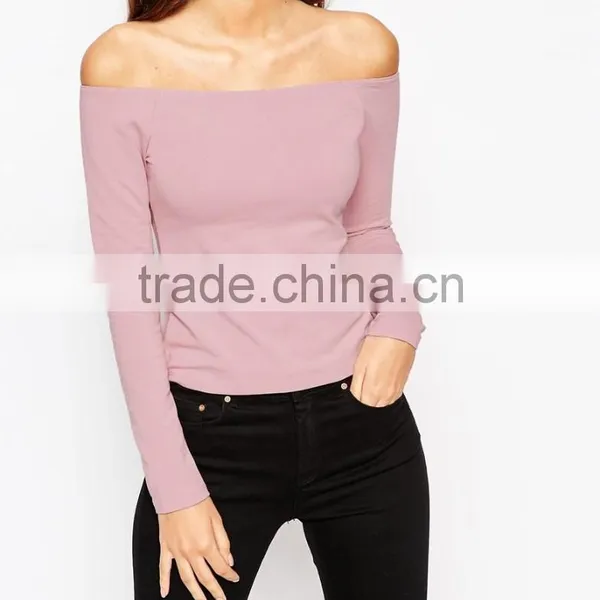China Factory OEM ODM 2015 Customized Off Shoulder Top With Long Sleeves photo-3