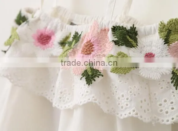 2017 Wholesale High Quality Girls Spaghetti Strap Vest With Embroidered Lace Layer Frill photo-3