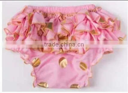 Chinese Product and Low Price Wholesale Gold Polka Dot Ruffle Baby Bloomer for 6months to 4years Baby Kids photo-5