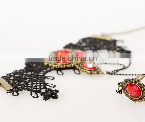 Festival Jewelry Set American Elegant Red Diamond Bracelet and Ring Set photo-4