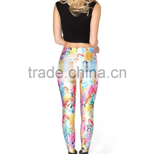 2017 Digital Printing Cartoon Snow White Star Leggings Pantyhose Female Black Milk Silk Pants photo-2
