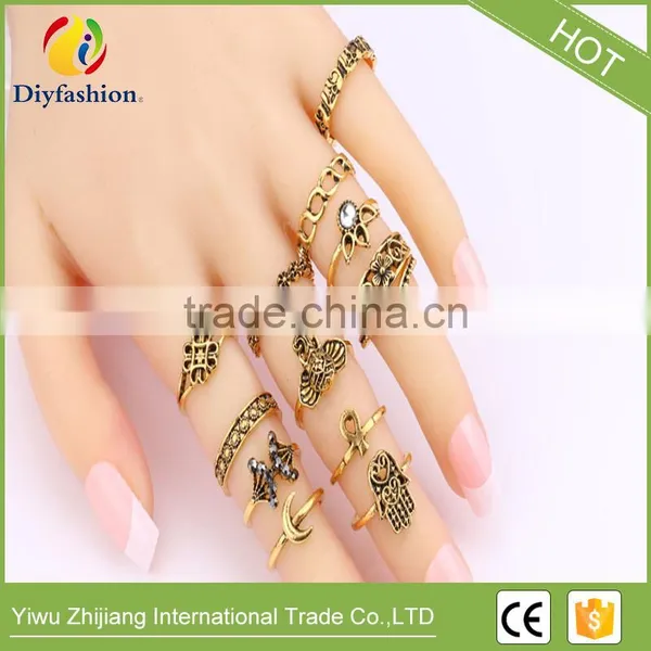 13pcs/Set Boho Vintage Punk Gold Silver Stone Midi Finger Rings For Women Bohemian Ring Set Jewelry photo-6