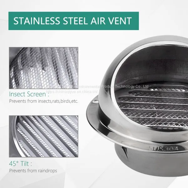 Stainless Steel Round Bull Nosed External Extractor Wall Vent Outlet Air Vent Grill Cover for Ventilation  photo-5