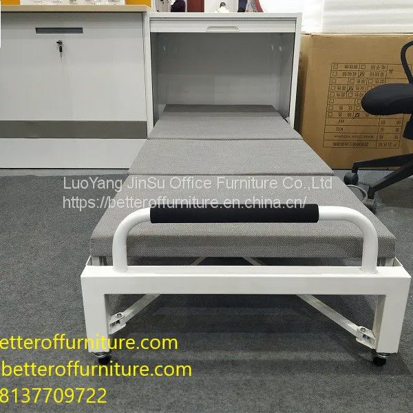Tambour Door Office Workstation Use Folding Bed Steel Tube Frame With Cushion Sponge Roll Away Wheels photo-5