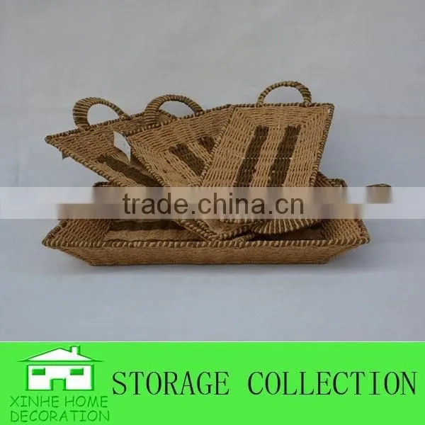 Set of 4 Rectangular Wholesale Paper Rope Woven Egg Tray