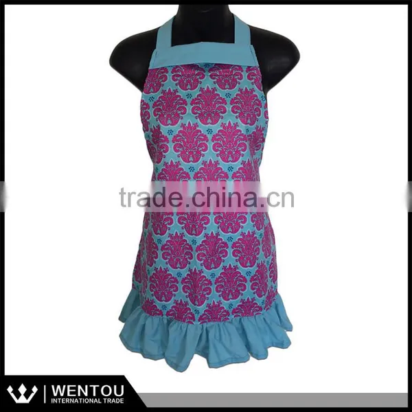 Colorful Circles And Blue Ruffled Chevron Apron photo-3