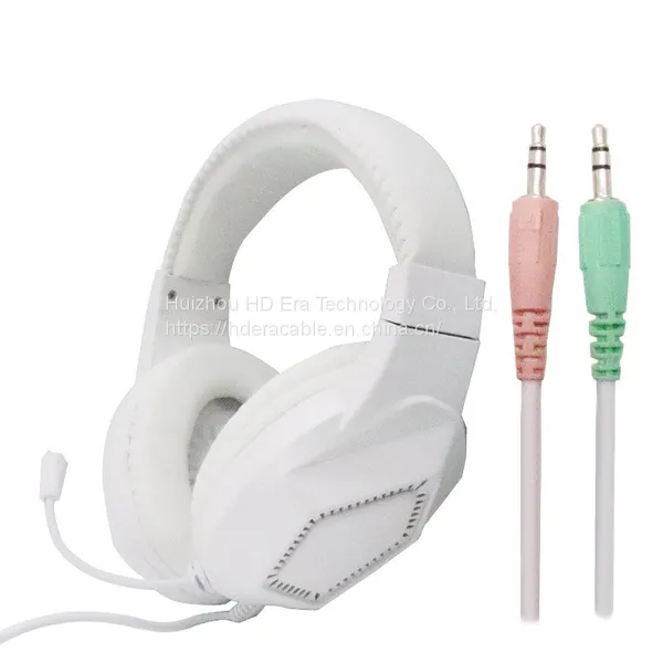 Hdera 3.5mm Language Lab Headset Headphone White Wired Headphones Noise Cancelling Headphones HD806
