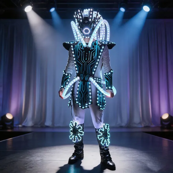 Next-Gen LED Cyborg Tron Predator Suit: Профессиональная футуристическая роботизированная броня с встроенной лазерной технологией для сцены и ночных клубов