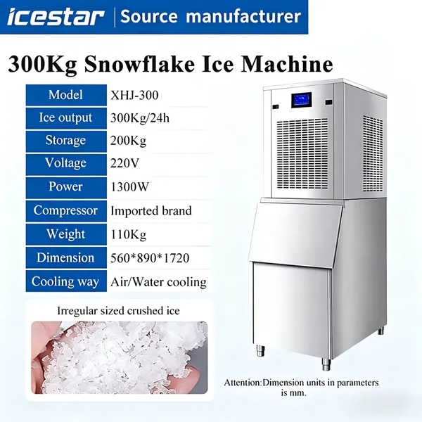 300kg/24h High Capacity Snow Flake Ice Maker, Food Grade Automatic Commercial Snow Ice Machine photo-2