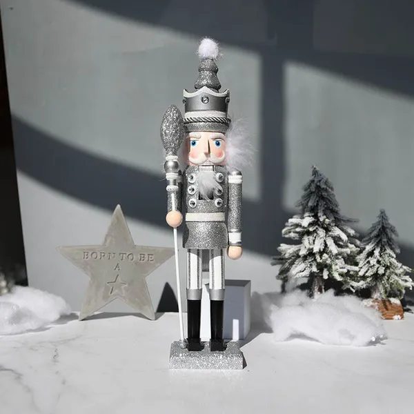 Traditional Hardwood Nutcracker King Figure Christmas Desktop Decor photo-4