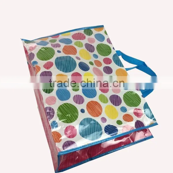 Colorful Round Dot Design Easy Clean Pvc Coated Cotton Shopping Bag photo-2