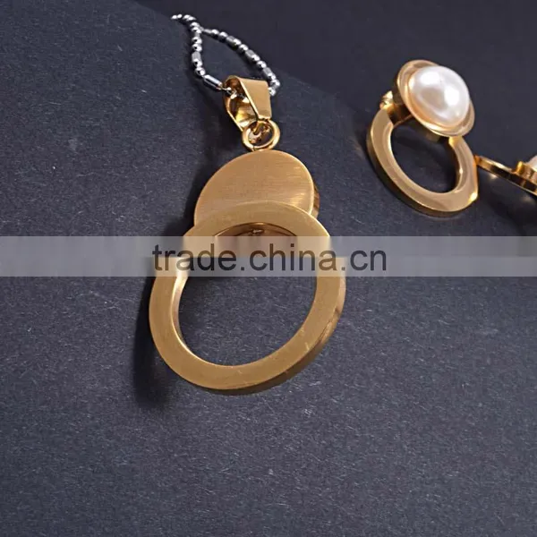 Earring & Necklace Women Circle Pendant Pearl Pearl Jewelry photo-6