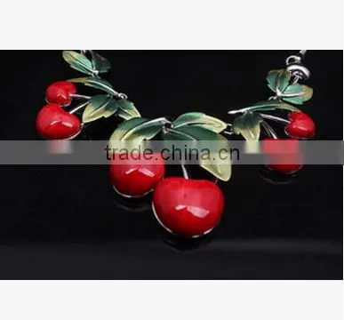 2015 Fashion New Design Big Red Cherry Necklace Sets Quality Choice photo-2