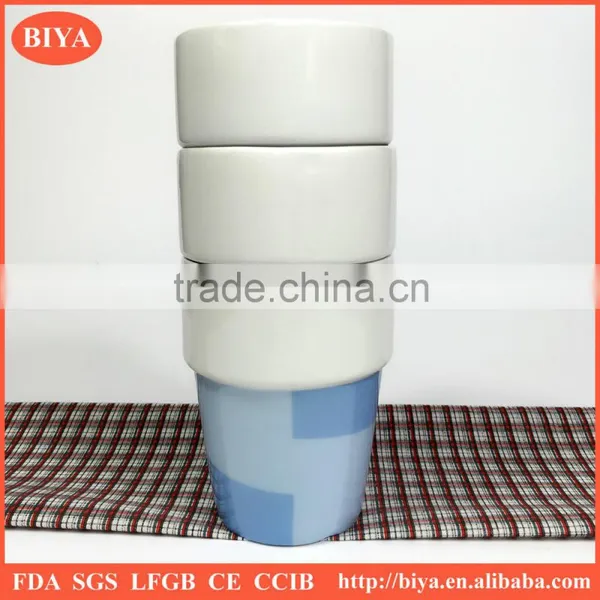 Custom Print Mug White Porcelain Round Stackable Coffee Cup With Decal Printing Double Colors no Handle Tea Mug photo-2