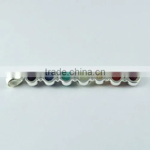 Perfect Multi Color 925 Sterling Silver Chakra Pendant, Gemstone Silver Jewelry, Handmade Silver Jewelry photo-5