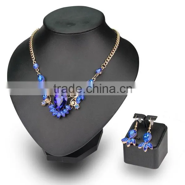 Jofo Brand 2016 Latest Popular Lady Alloy Blue Crystal Jewelry Set For Women and Lady photo-3