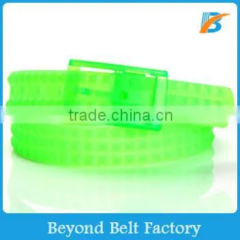 2014 Hot Sale Fashion Colorful Eco-friendly Pyramid Perfume Silicone Belt with Plastic Buckle