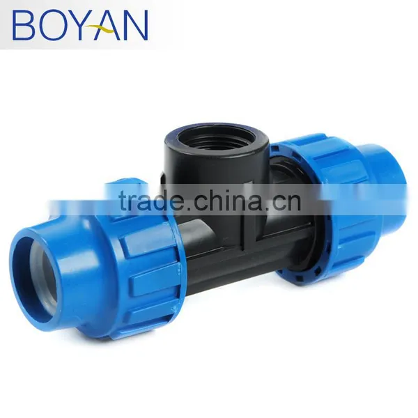China Supplier PP Compression Quick Pipe Fittings for Irrigation Female Tee photo-6