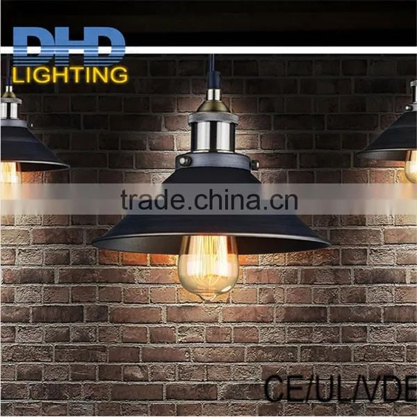 RH Black Iron Industrial Edison Filament Metal Iron Shade Black Finished Edison Pendant Lamp