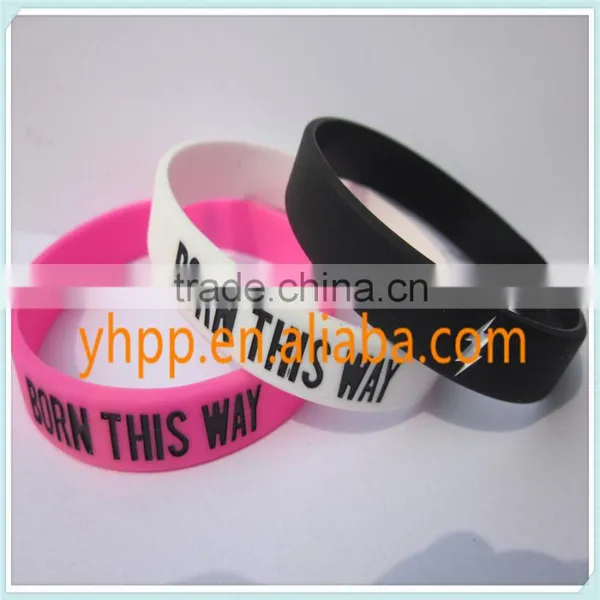 Custom LADY GAGA BORN THIS WAY Skinny Silicone Rubber Wristband Bracelet Band photo-2