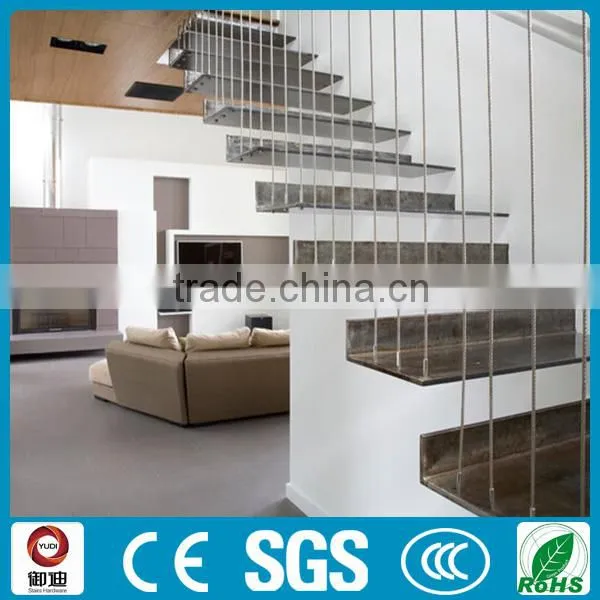 Straight Oak Wood Tread Floating Indoor Staircase Design photo-3
