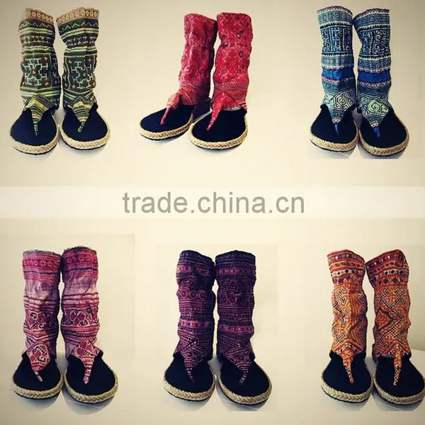 Tribal Fabric Sandals, One of a Kind Vegan Friendly Hand-dyed Ethnic Flip Flops photo-5