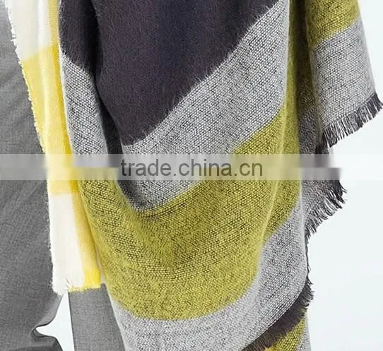 Stripe Infinity Scarf - Cotton Jersey Knit - Wide Stripe Scarf, Blanket Scarf, Oversized Plaid Tartan Pashmina photo-2
