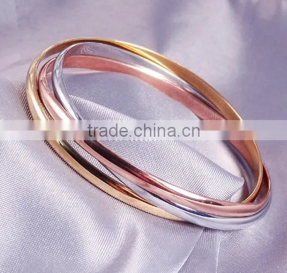 Mens And Womens Stainless Steel Tri Gold Bangle Bracelet Wholesale Quality Choice photo-2