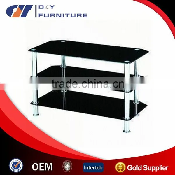 Glass TV Stand With Stainless Steel Tube and Tempered Glass photo-3