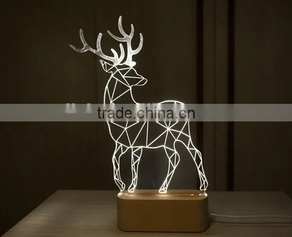 New Deer 3D Led Lamp With Solid Wood Base photo-2