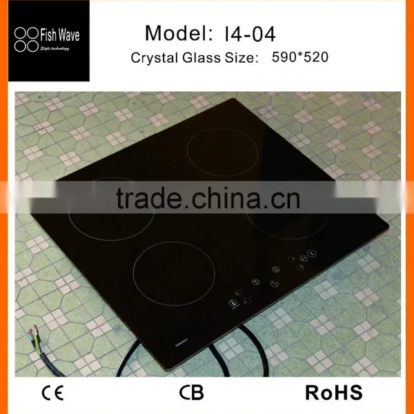Made in China Best Selling Black Crystal Glass 4 Head Induction Cookware Cooktop Built-in