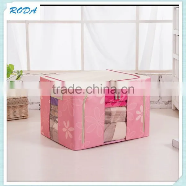 Flower Durable Oxford Fabric Foldable Steel Shelf Lidded Storage Box photo-6