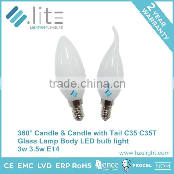 Led Lighting Candle Long Tail With Tail C37 Bulb 6w IC Driver E12 E14 E26 E27 Base CE RoHS Certifications Plastic Plus Aluminium photo-3