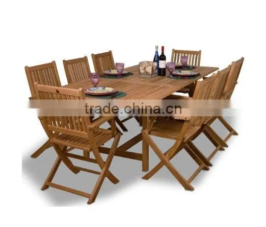 Rectangular Extending Dining Table and 8 Folding Chairs Garden Patio