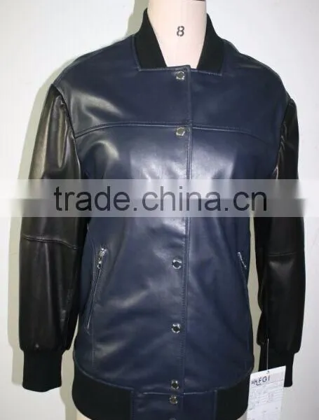 Women PU Jacket 2016 New Design Blue Color photo-2