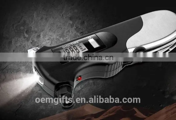 Multifunction LED Flashlihght Digital LCD Tire Gauge Car Tire Pressure Gauge With Emergency Tool photo-2