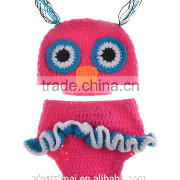 NEWBORN BABY CROCHET KNIT OWL HAT COSTUME CLOTHES PHOTO PHOTOGRAPHY PROP