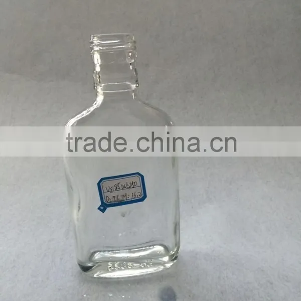 185ml Clear Glass Flat Bottle for Whiskey and Wine