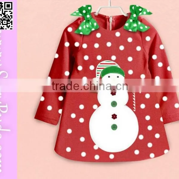 Cute Snowman Long Sleeve Christmas Dress for Girls photo-2
